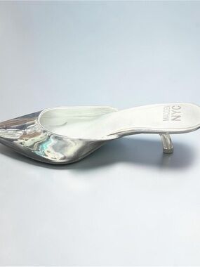 Silver Pointed-Toe Mule